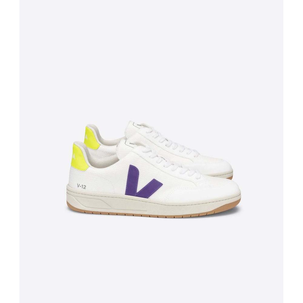 Veja V-12 B-MESH Women\'s Sneakers White/Purple | CA 668XYU